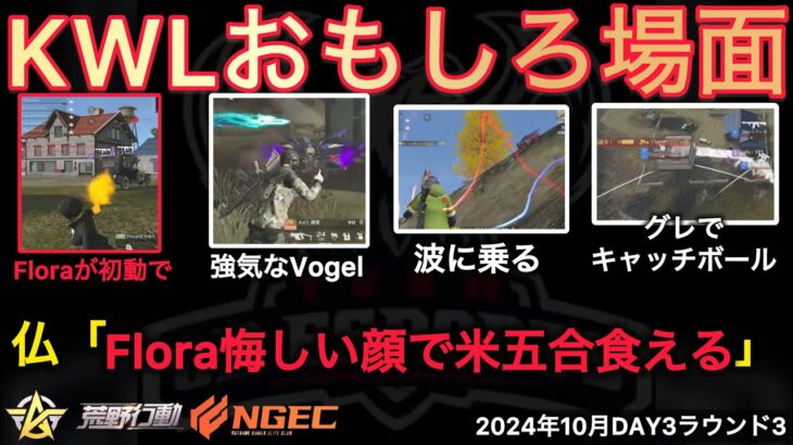 【荒野行動】Flora初動で悲劇が。仏がめっちゃ煽る喜ぶメシウマ状態。おもしろ場面１４選！１０月KWL２０２４DAY３ラウンド３【超無課金/αD/KWL/むかたん】Knives Out